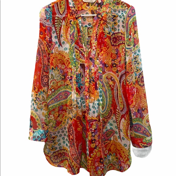 Soft Surroundings Colorful button front tunic. - Picture 2 of 15